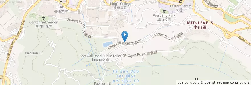 Mapa de ubicacion de 旭龢道 Kotewall Road en 中国, 広東省, 香港, 香港島, 新界, 中西區 Central And Western District.