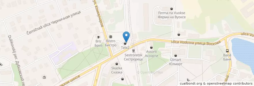 Mapa de ubicacion de Царь пышка en Russie, District Fédéral Du Nord-Ouest, Oblast De Léningrad, Saint-Pétersbourg, Курортный Район, Сестрорецк.