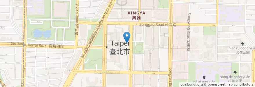 Mapa de ubicacion de 台北市政府 en تايوان, تايبيه الجديدة, تايبيه, 信義區.