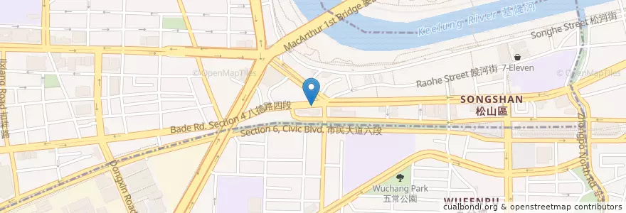 Mapa de ubicacion de 饒河夜市(八德路側) en Taiwan, 新北市, Taipei, 松山區.