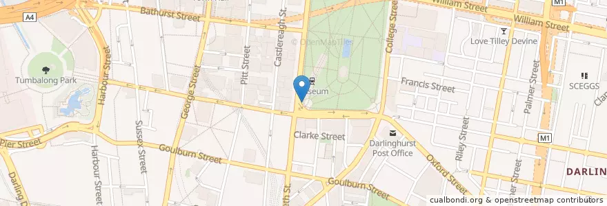 Mapa de ubicacion de Hyde Park Cafe en أستراليا, نيوساوث ويلز, Council Of The City Of Sydney, Sydney.