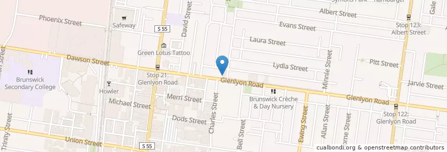 Mapa de ubicacion de Glenlyon Dental en Avustralya, Victoria, City Of Moreland.