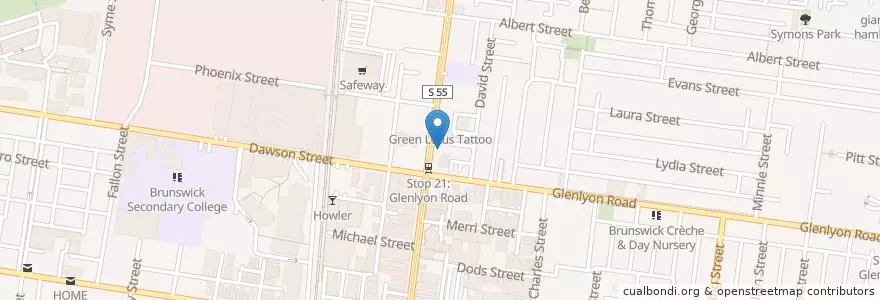 Mapa de ubicacion de Retreat Hotel en オーストラリア, ビクトリア, City Of Moreland.