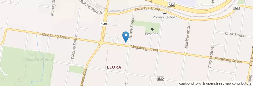Mapa de ubicacion de Leura Uniting Church en أستراليا, نيوساوث ويلز, Sydney, Blue Mountains City Council.