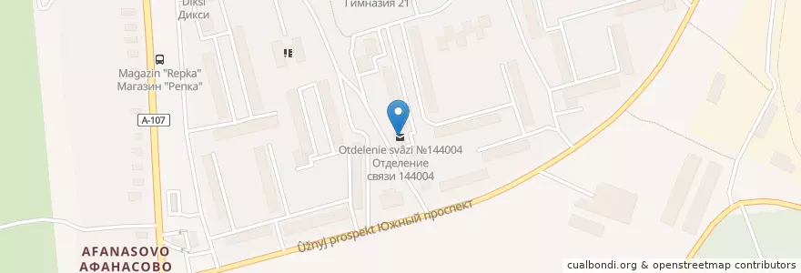 Mapa de ubicacion de Отделение связи №144004 en Rusland, Centraal Federaal District, Oblast Moskou, Городской Округ Электросталь.