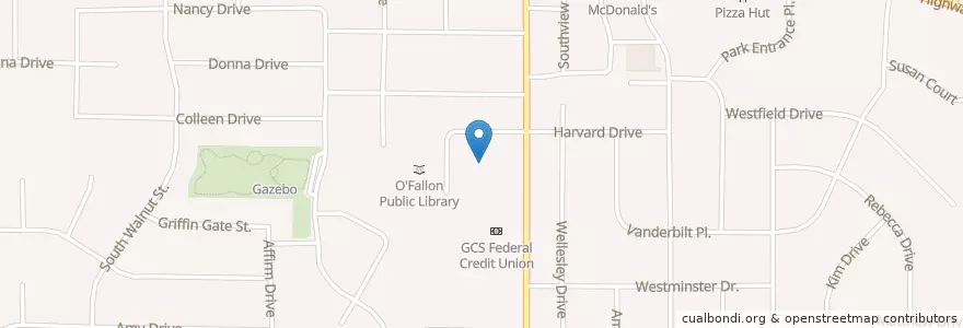 Mapa de ubicacion de O'Fallon Post Office en 美利坚合众国/美利堅合眾國, 伊利诺伊州 / 伊利諾州.