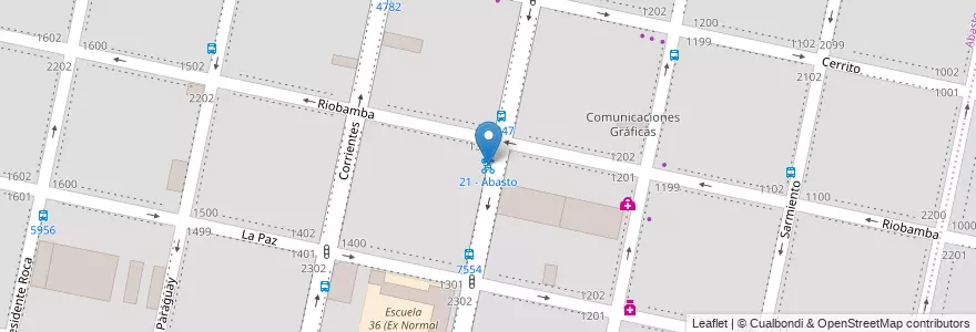 Mapa de ubicacion de 21 - Abasto en Argentinië, Santa Fe, Departamento Rosario, Municipio De Rosario, Rosario.