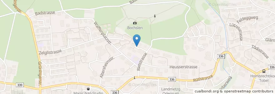 Mapa de ubicacion de Besucherparkplatz Rietstrasse 9-23 en 瑞士, 蘇黎世, Bezirk Meilen, Hombrechtikon.
