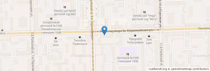 Mapa de ubicacion de ВТБ en Rusland, Centraal Federaal District, Moskou, Восточный Административный Округ, Район Измайлово.