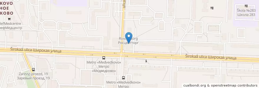 Mapa de ubicacion de Рюмка en Rússia, Distrito Federal Central, Москва, Северо-Восточный Административный Округ, Район Северное Медведково.