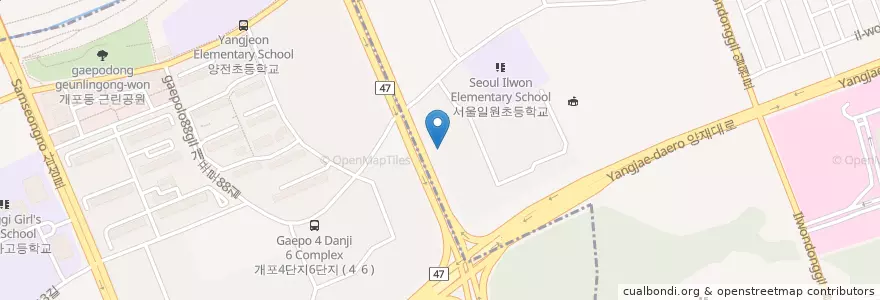 Mapa de ubicacion de 하나은행 대청역지점 en 대한민국, 서울, 강남구, 개포동, 개포2동.