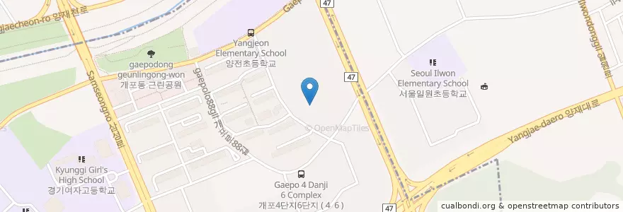 Mapa de ubicacion de 하나은행 개포사랑지점 en 대한민국, 서울, 강남구, 개포동, 개포2동.