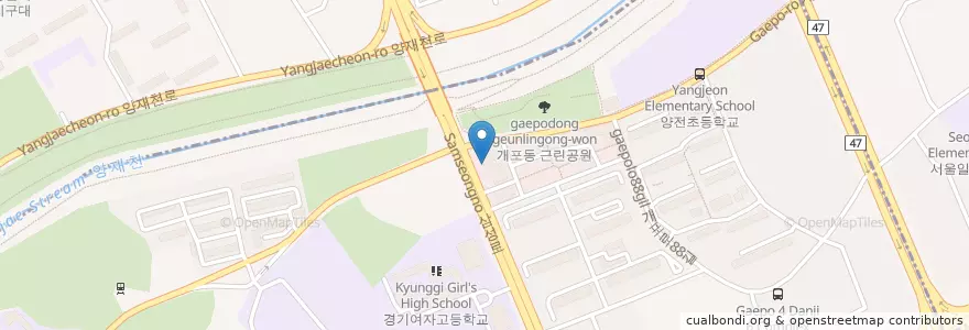 Mapa de ubicacion de 산업은행 개포지점 en South Korea, Seoul, Gangnam-Gu, Gaepo-Dong, Gaepo 2(I)-Dong.