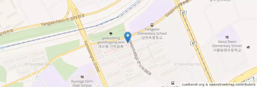 Mapa de ubicacion de 신한은행 개포동역지점 en کره جنوبی, سئول, 강남구, 개포동, 개포2동.