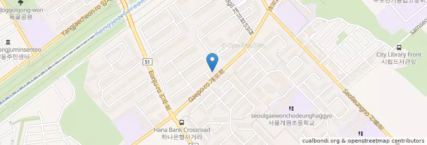 Mapa de ubicacion de KEB하나은행(구.외환) 개포로지점 en 대한민국, 서울, 강남구, 개포동, 개포1동.