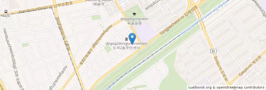 Mapa de ubicacion de 우리은행 송파북지점 en Südkorea, Seoul, 강남구, 도곡동, 도곡2동.