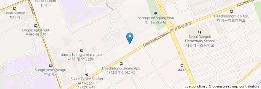 Mapa de ubicacion de 외환은행 대치지점 en 대한민국, 서울, 강남구, 대치동, 대치1동.