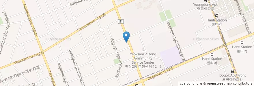 Mapa de ubicacion de 국민은행 en South Korea, Seoul, Gangnam-Gu, 역삼동, Yeoksam 2(I)-Dong.