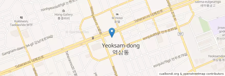 Mapa de ubicacion de 한국은행 en کره جنوبی, سئول, 강남구, 역삼동, 역삼1동, 역삼2동.