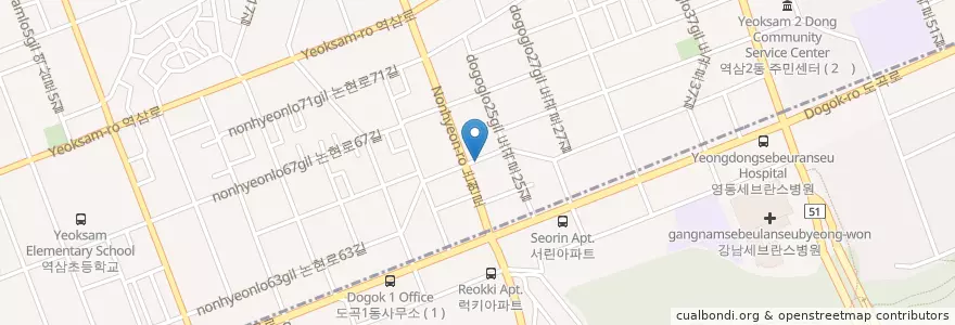 Mapa de ubicacion de 우리은행 en 대한민국, 서울, 강남구, 역삼동, 역삼2동.
