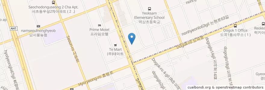 Mapa de ubicacion de 우리은행 en Zuid-Korea, Seoel, 서초구, 역삼동, 역삼1동.