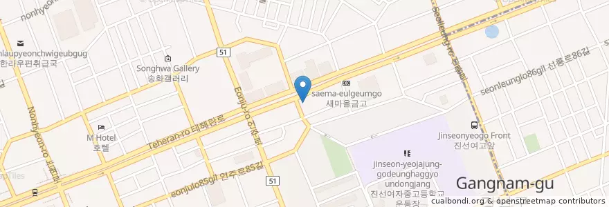 Mapa de ubicacion de KEB하나은행 en كوريا الجنوبية, سول, 강남구, 역삼동, 역삼1동, 역삼2동.