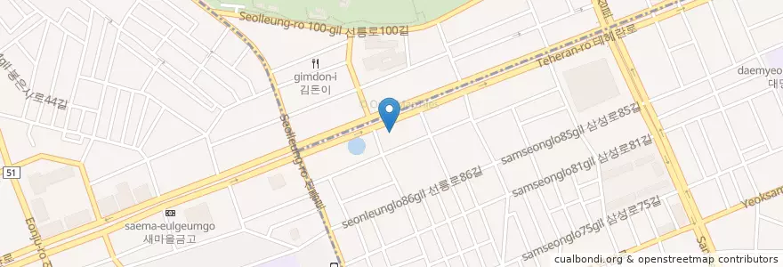 Mapa de ubicacion de 우리은행 en كوريا الجنوبية, سول, 강남구, 대치동, 대치4동.