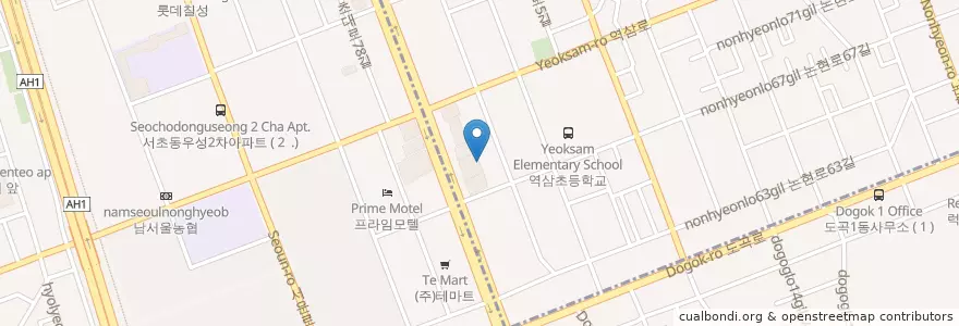 Mapa de ubicacion de 하나은행 en Südkorea, Seoul, 서초구, 역삼동, 역삼1동.