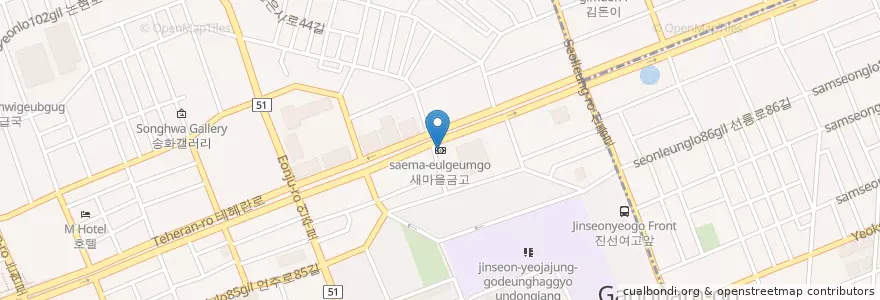Mapa de ubicacion de 새마을금고 en Südkorea, Seoul, 강남구, 역삼동, 역삼1동, 역삼2동.