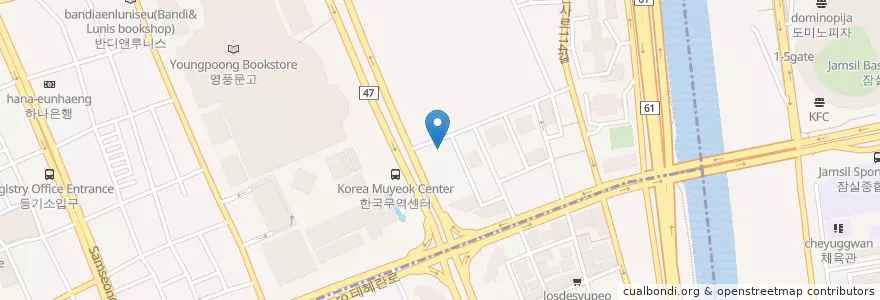 Mapa de ubicacion de 산업은행 en Corea Del Sur, Seúl, 강남구, 삼성동, 삼성1동.