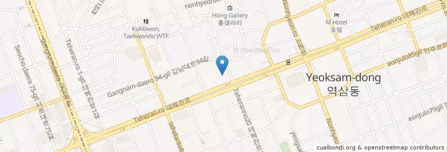 Mapa de ubicacion de 우리은행 en Республика Корея, Сеул, 강남구, 역삼동, 역삼1동.