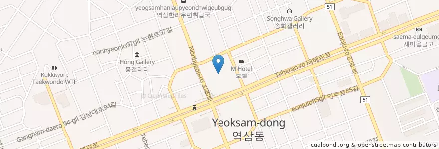 Mapa de ubicacion de 우리은행 en South Korea, Seoul, Gangnam-Gu, 역삼동, Yeoksam 1(Il)-Dong.