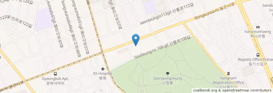 Mapa de ubicacion de 하나은행 en Corea Del Sud, Seul, 강남구, 삼성동, 삼성2동.