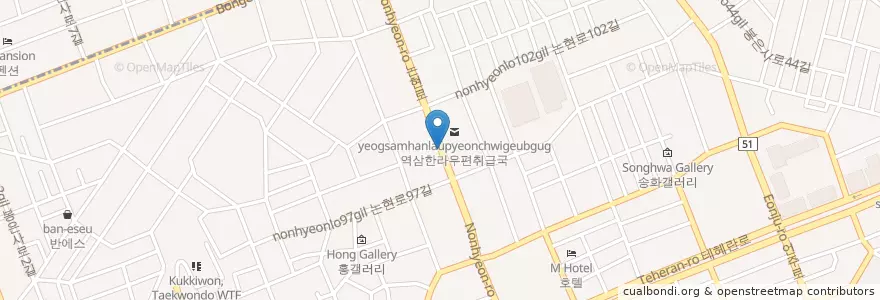 Mapa de ubicacion de 국민은행 en Südkorea, Seoul, 강남구, 역삼동, 역삼1동.