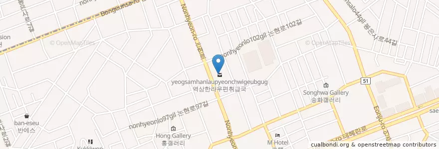Mapa de ubicacion de 역삼한라우편취급국 en Corée Du Sud, Séoul, 강남구, 역삼동, 역삼1동.