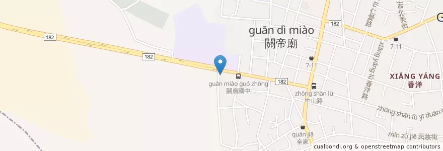 Mapa de ubicacion de 關廟消防分隊 en 台湾, 台南市, 関廟区.