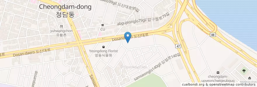 Mapa de ubicacion de 국민은행 en South Korea, Seoul, Gangnam-Gu, Cheongdam-Dong.