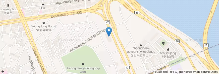 Mapa de ubicacion de 우리은행 en Corea Del Sud, Seul, 강남구, 청담동.