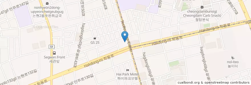 Mapa de ubicacion de 서울저축은행 en Zuid-Korea, Seoel, 강남구, 논현동, 논현2동.