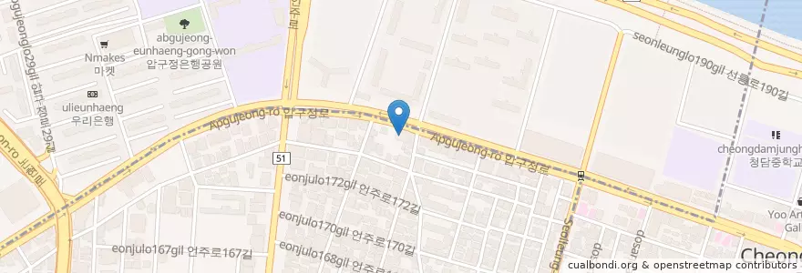 Mapa de ubicacion de KB 국민은행 압구정동 지점 en South Korea, Seoul, Gangnam-Gu, Apgujeong-Dong.