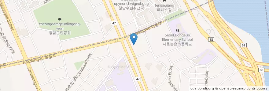 Mapa de ubicacion de ウリ銀行 en 大韓民国, ソウル, 江南区, 三成洞, 삼성1동.