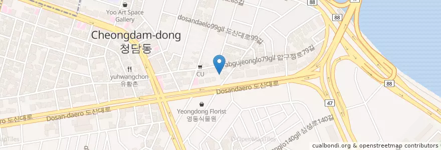 Mapa de ubicacion de 우리은행 en South Korea, Seoul, Gangnam-Gu, Cheongdam-Dong.