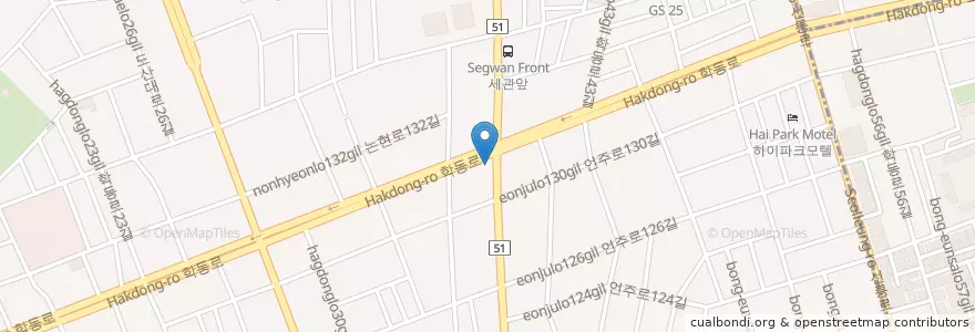 Mapa de ubicacion de 하나은행 en كوريا الجنوبية, سول, 강남구, 논현동, 논현2동.
