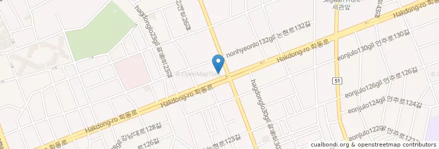 Mapa de ubicacion de 기업은행 en Südkorea, Seoul, 강남구, 논현동, 논현1동.