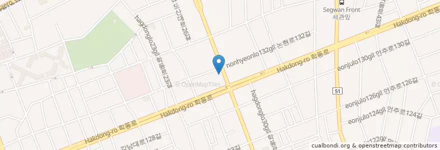 Mapa de ubicacion de 우리은행 en Республика Корея, Сеул, 강남구, 논현동, 논현1동.