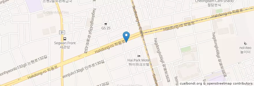 Mapa de ubicacion de 남서울신용협동조합 en Coreia Do Sul, Seul, 강남구, 논현동, 논현2동.