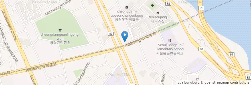 Mapa de ubicacion de KEB하나은행 en 대한민국, 서울, 강남구, 삼성동, 삼성1동.