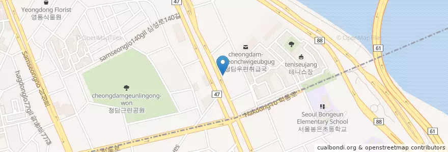 Mapa de ubicacion de 국민은행 청담영동지점 en Güney Kore, Seul, 강남구.