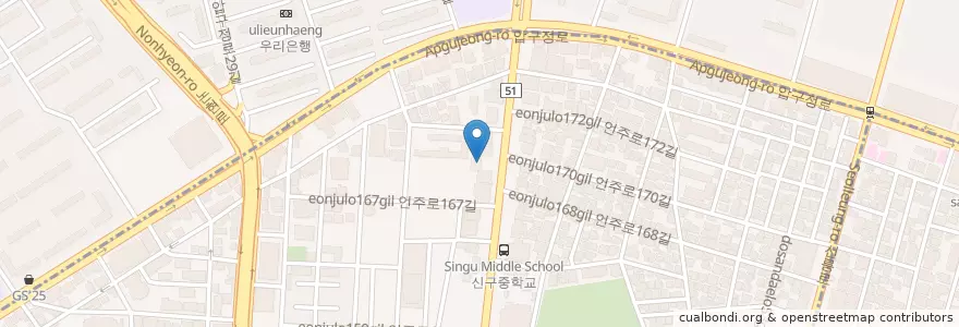 Mapa de ubicacion de 하나은행 en 大韓民国, ソウル, 江南区, 신사동, 압구정동.