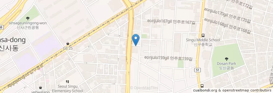 Mapa de ubicacion de 신한은행 en Südkorea, Seoul, 강남구, 신사동, 압구정동.
